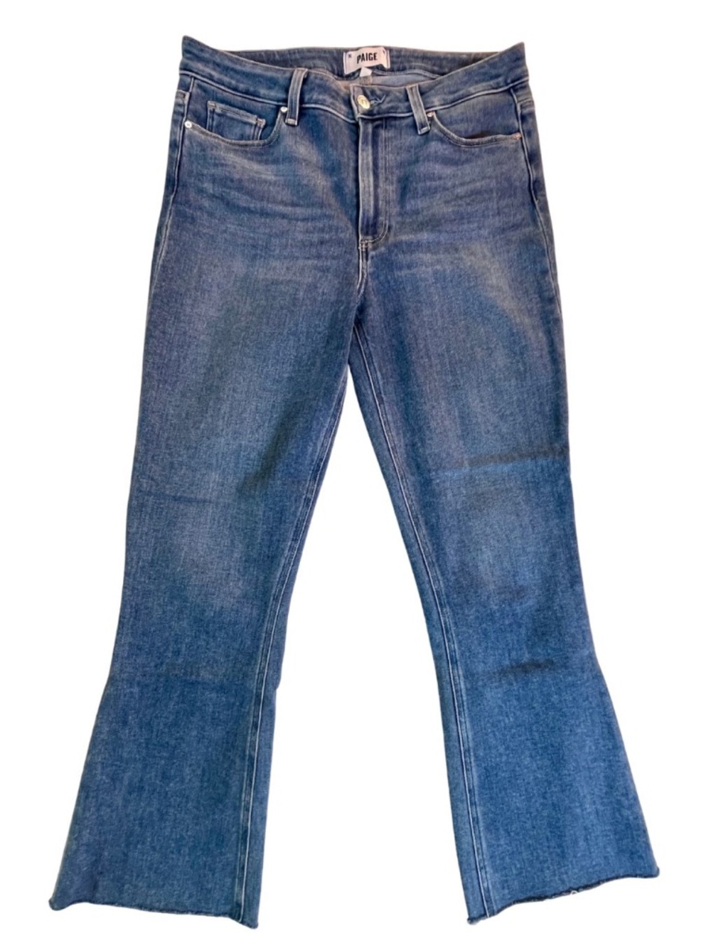 Paige Women's Denim Blue Jean Pants Colette Crop Flare Sz 30